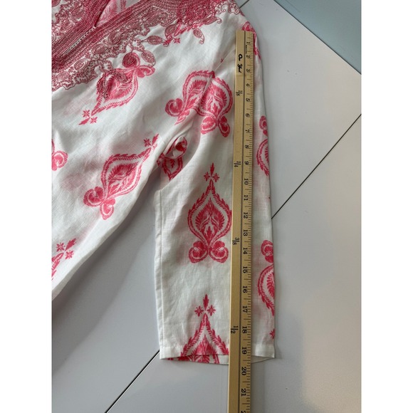 Charter Club Linen Tunic Womens Large Embroidered 3/4 Sleeve Boho Coastal Beach - Picture 7 of 7